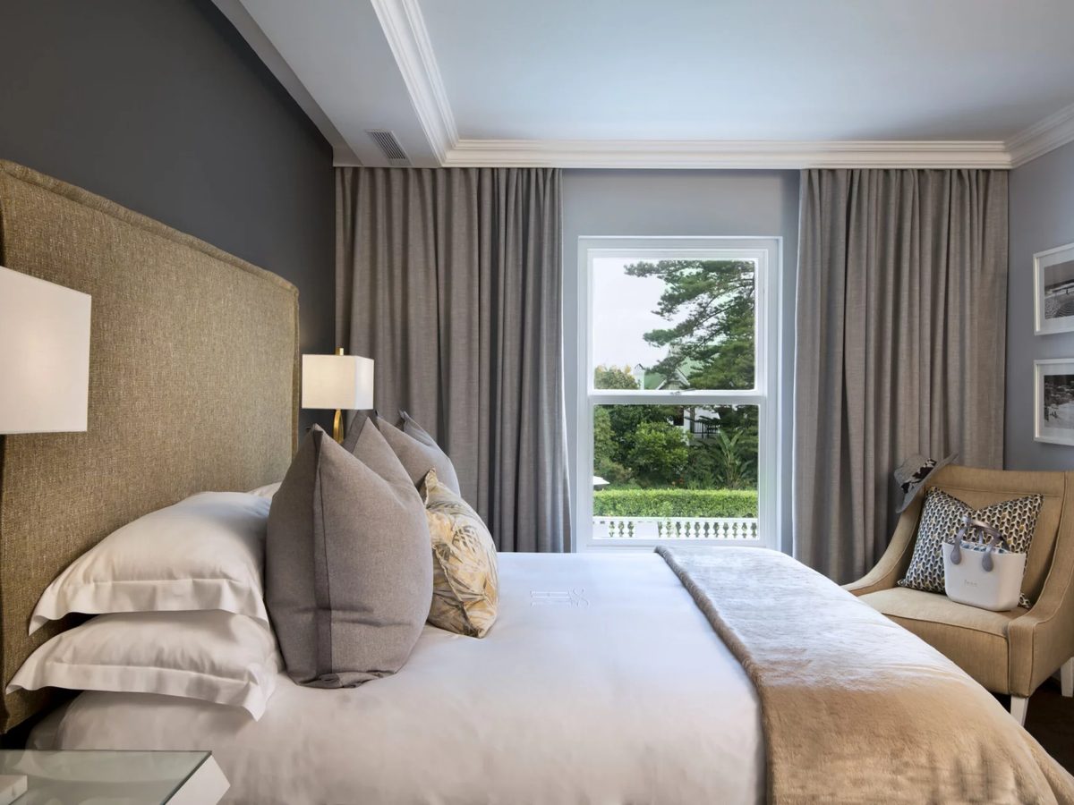 Guest room with garden view at the Fancourt Hotel, George