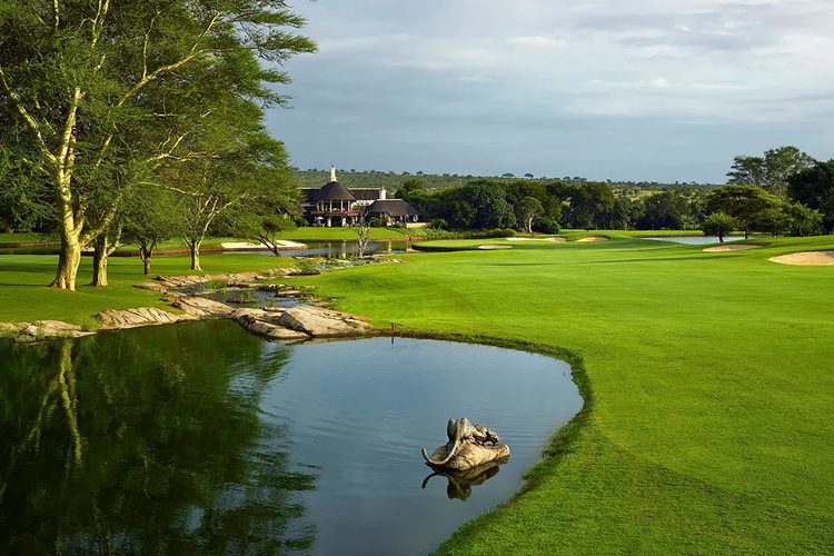 Fairway and water hazard at Leopard Creek Country Club