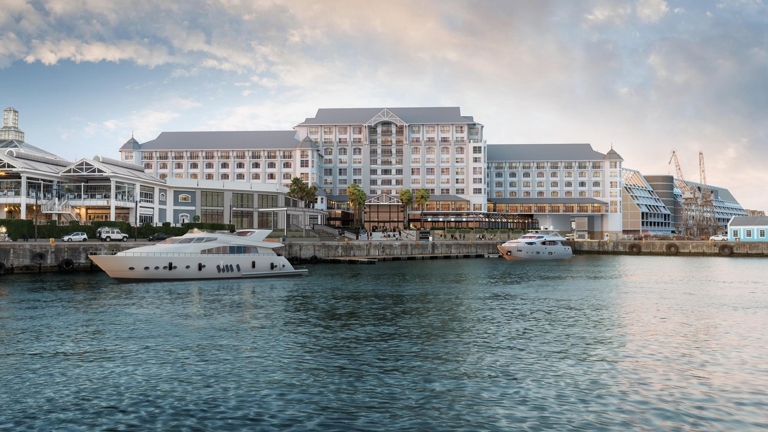 The InterContinental Table Bay hotel seen from the harbour at the V&A Waterfront in Cape Town